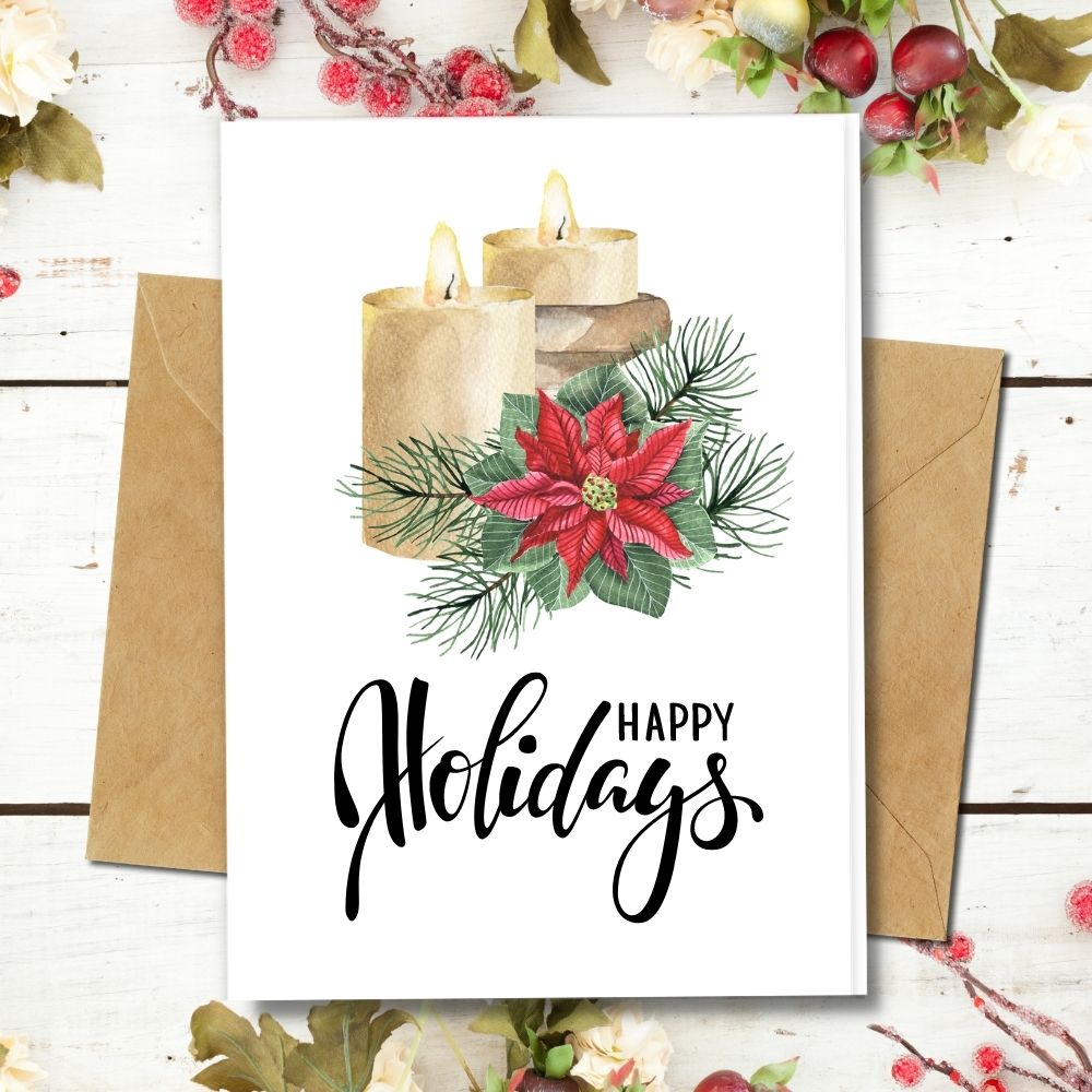 handmade christmas card candles with christmas decor design