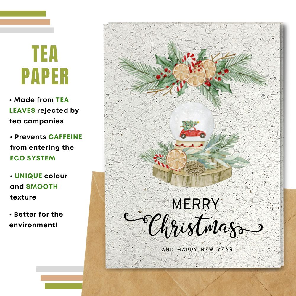 Christmas card made with tea paper