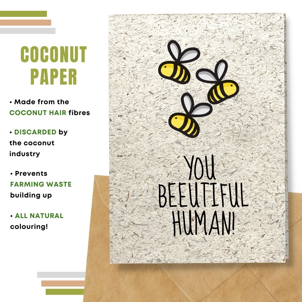greeting card made with coconut husk