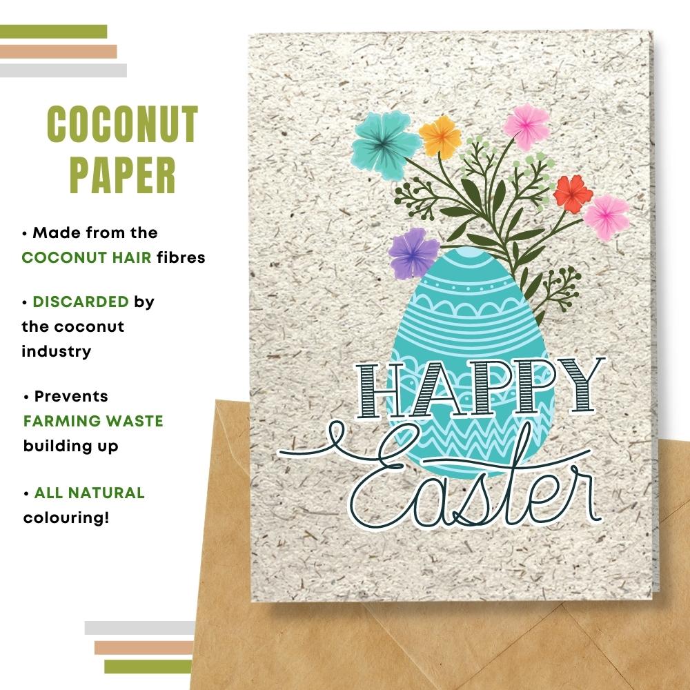 handmade easter card made with coconut husk