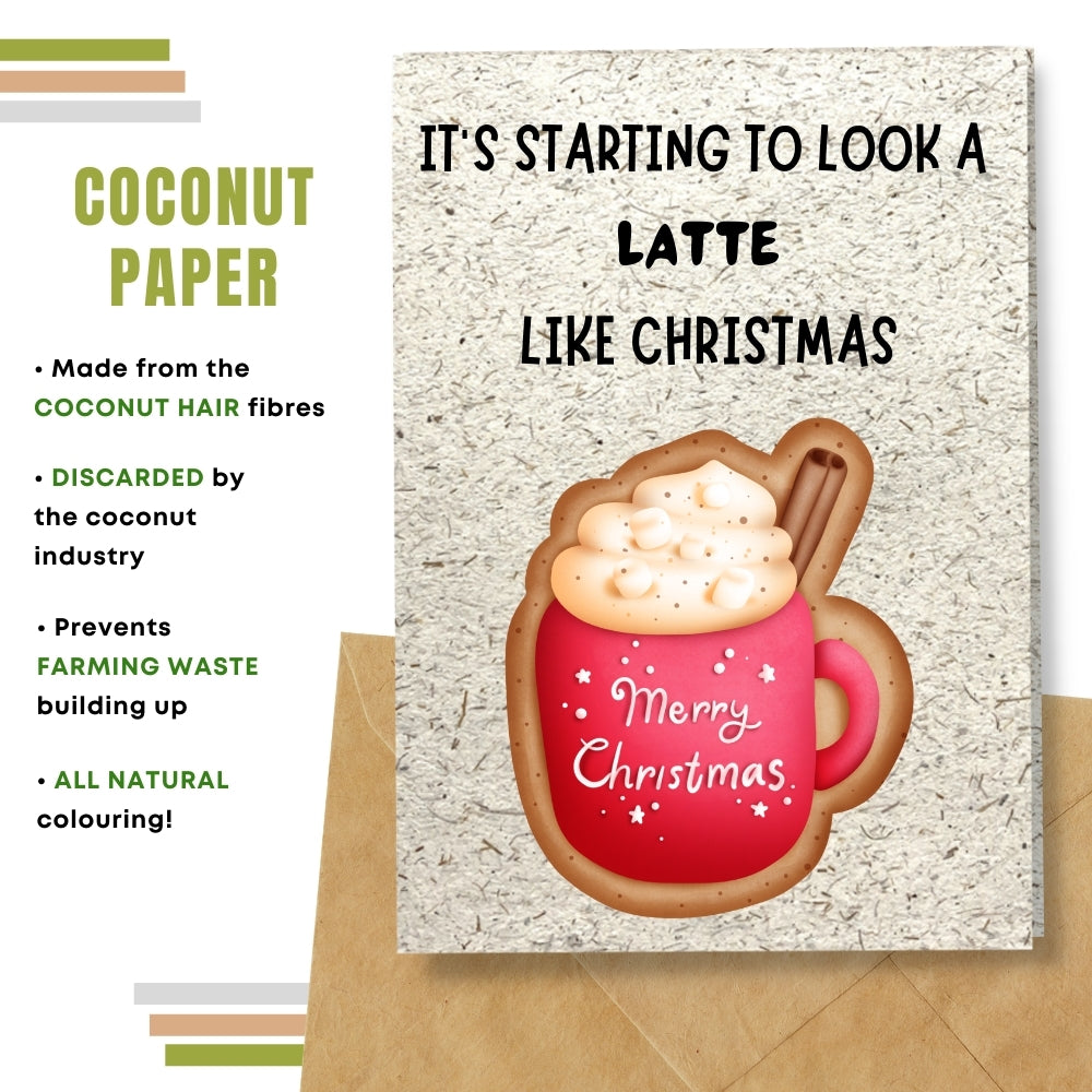 christmas card made with coconut husk