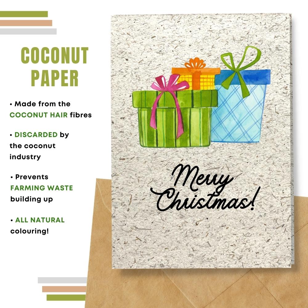 Christmas card made with coconut husk