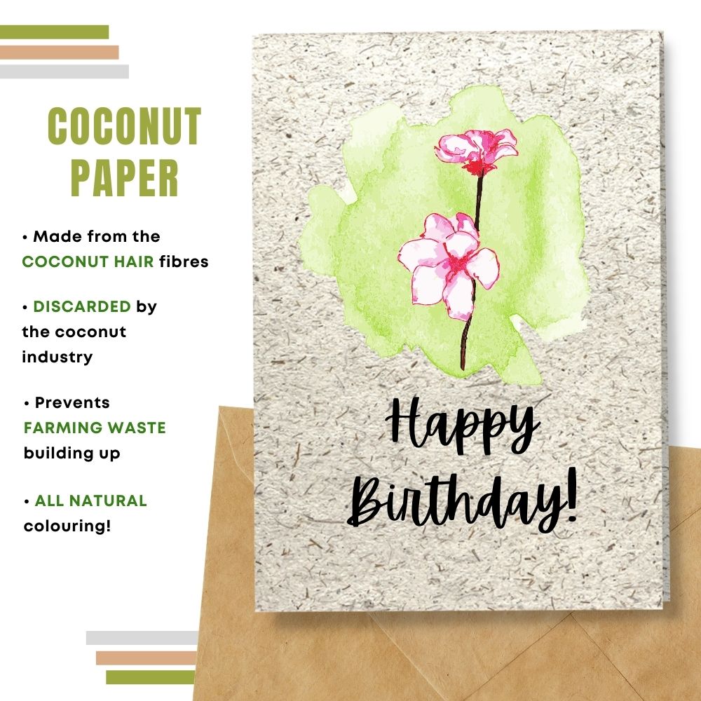 greeting card made with coconut husk