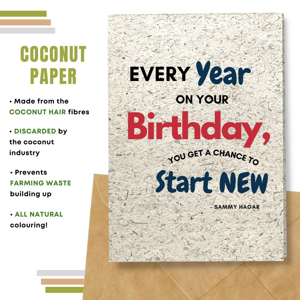 handmade birthday card made with coconut husk