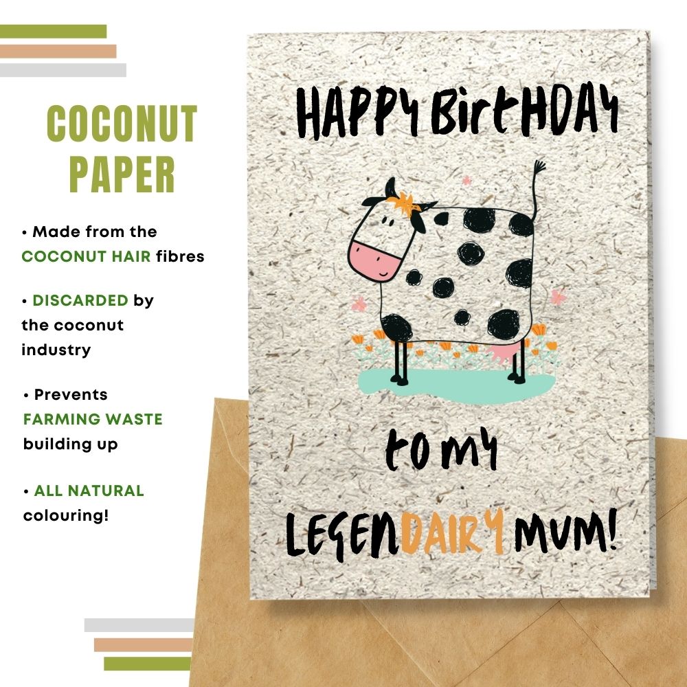 handmade birthday card made with coconut husk