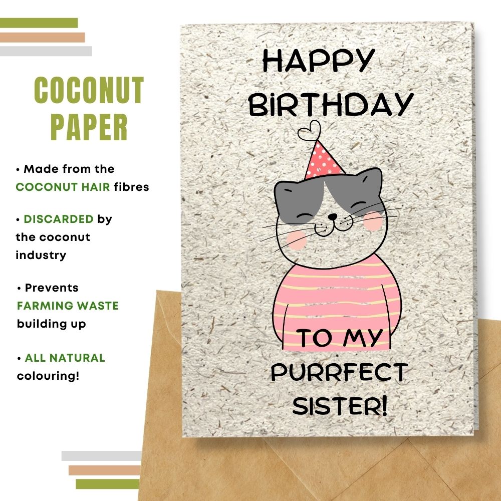 handmade birthday card made with coconut husk