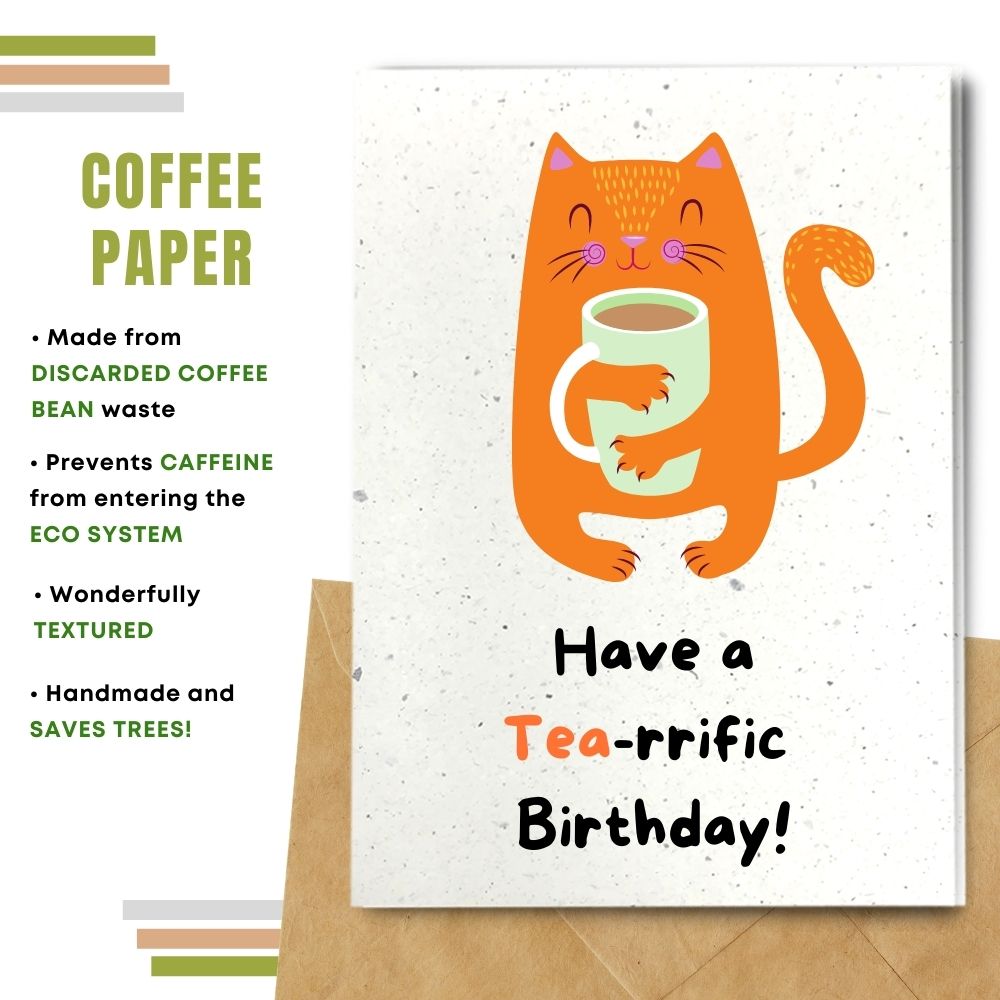 handmade birthday card made with coffee husk