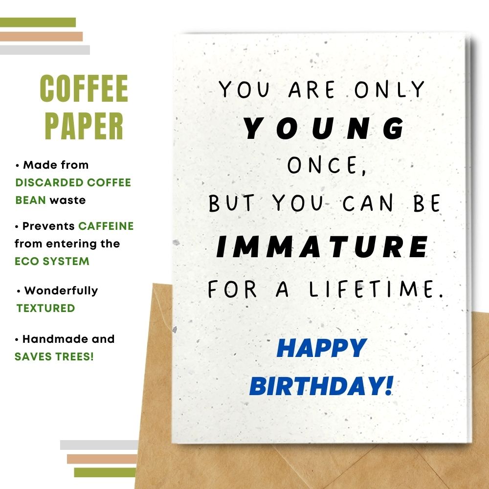 handmade birthday card made with coffee husk