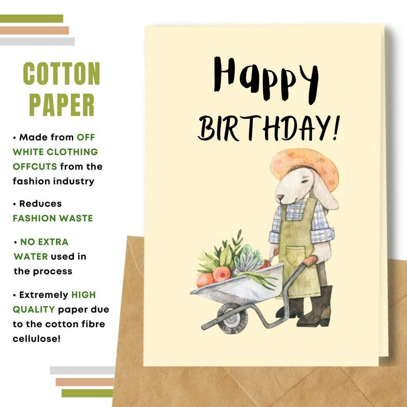 Happy Birthday Card, Gardening Bunny