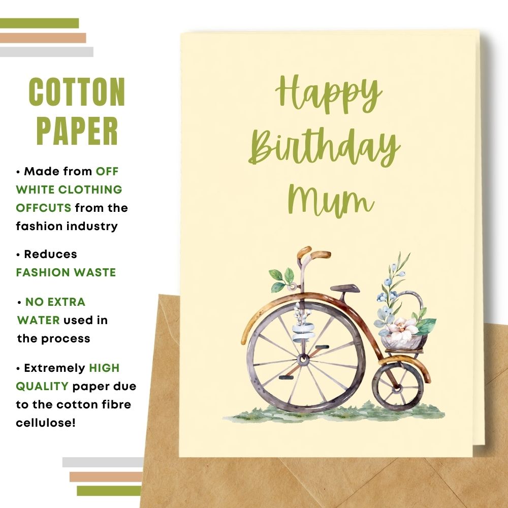 handmade birthday card made with cotton pulp