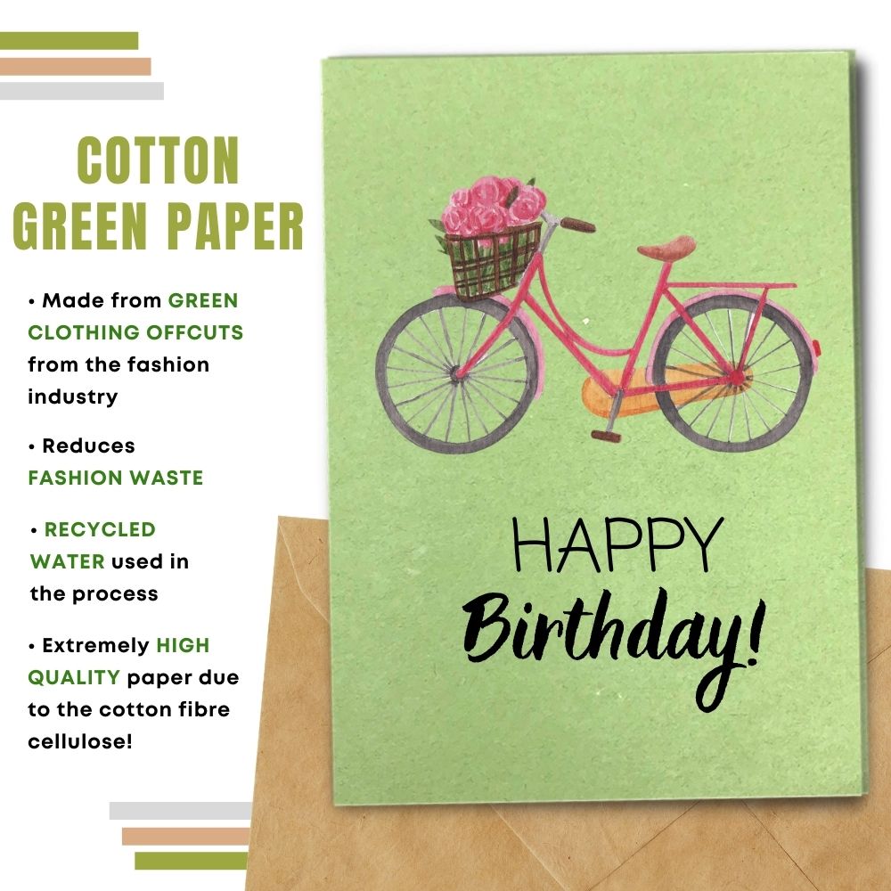 greeting card made with cotton waste green