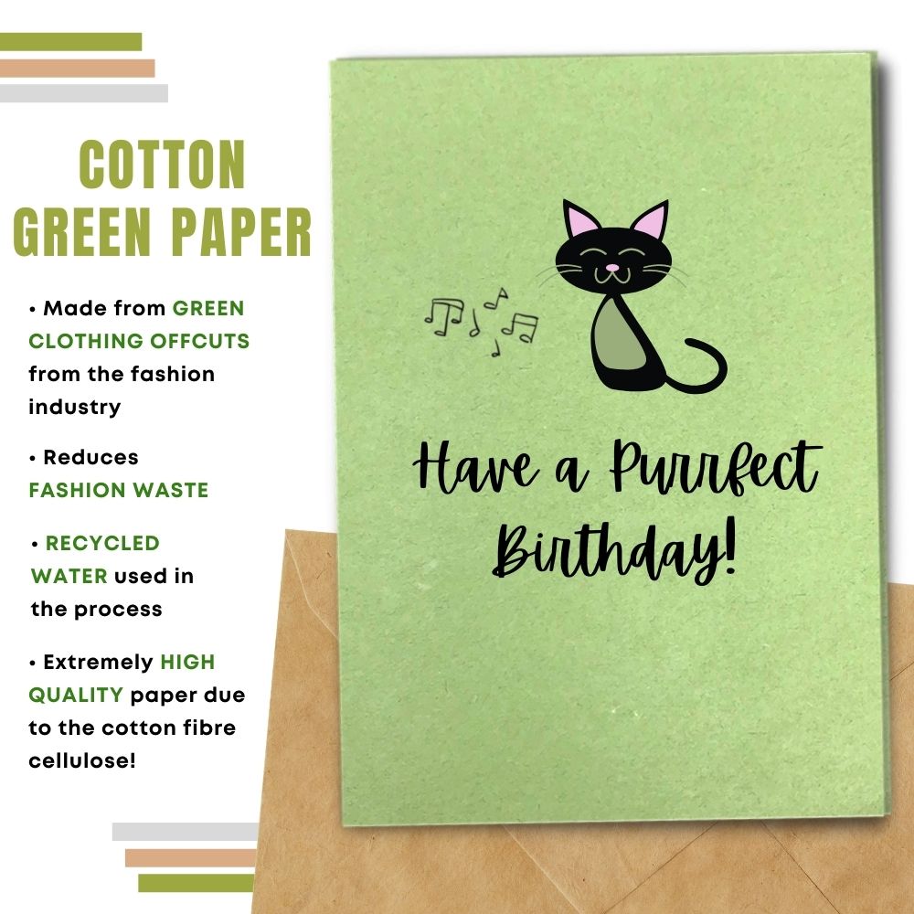 greeting card made with cotton waste green