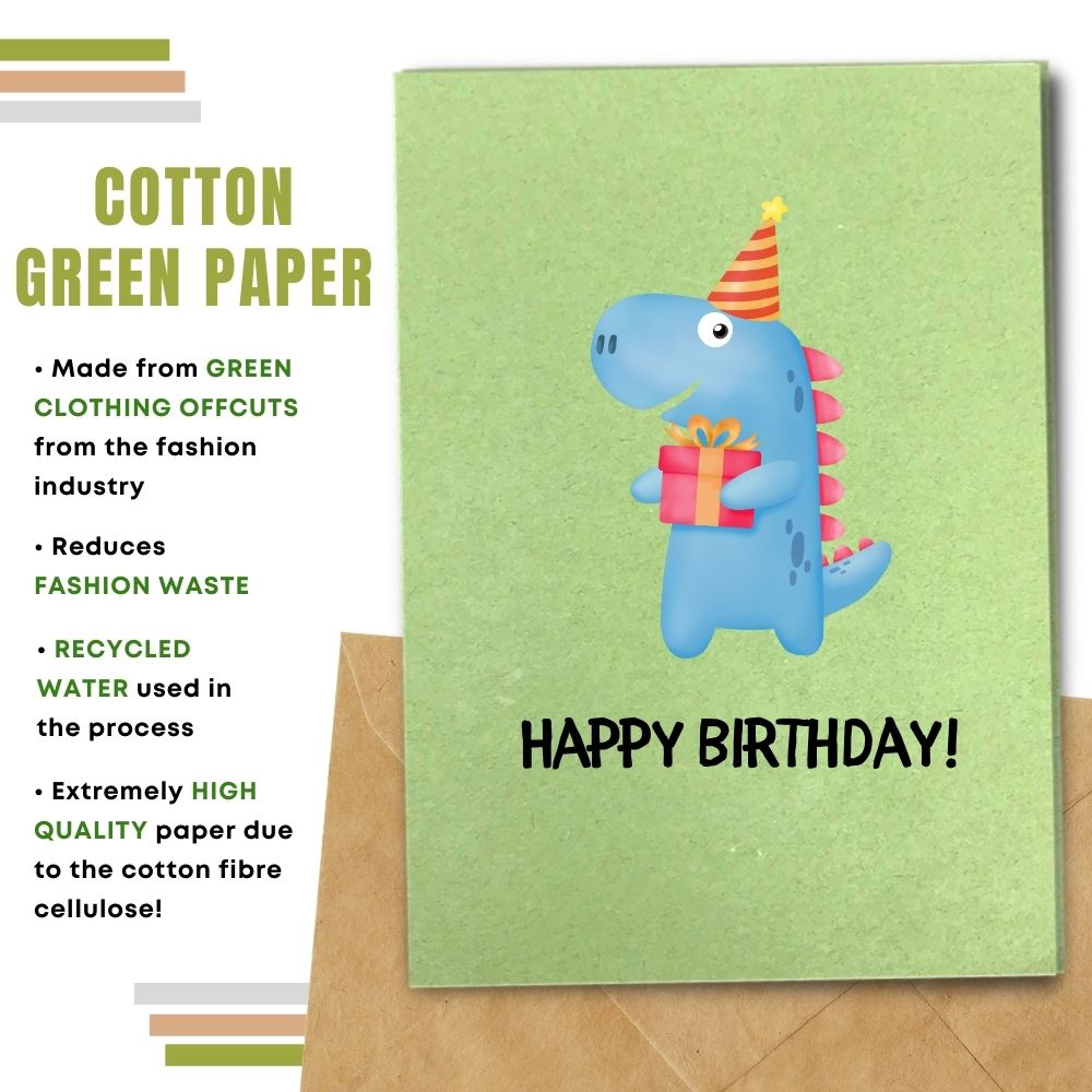 greeting card made with cotton waste green