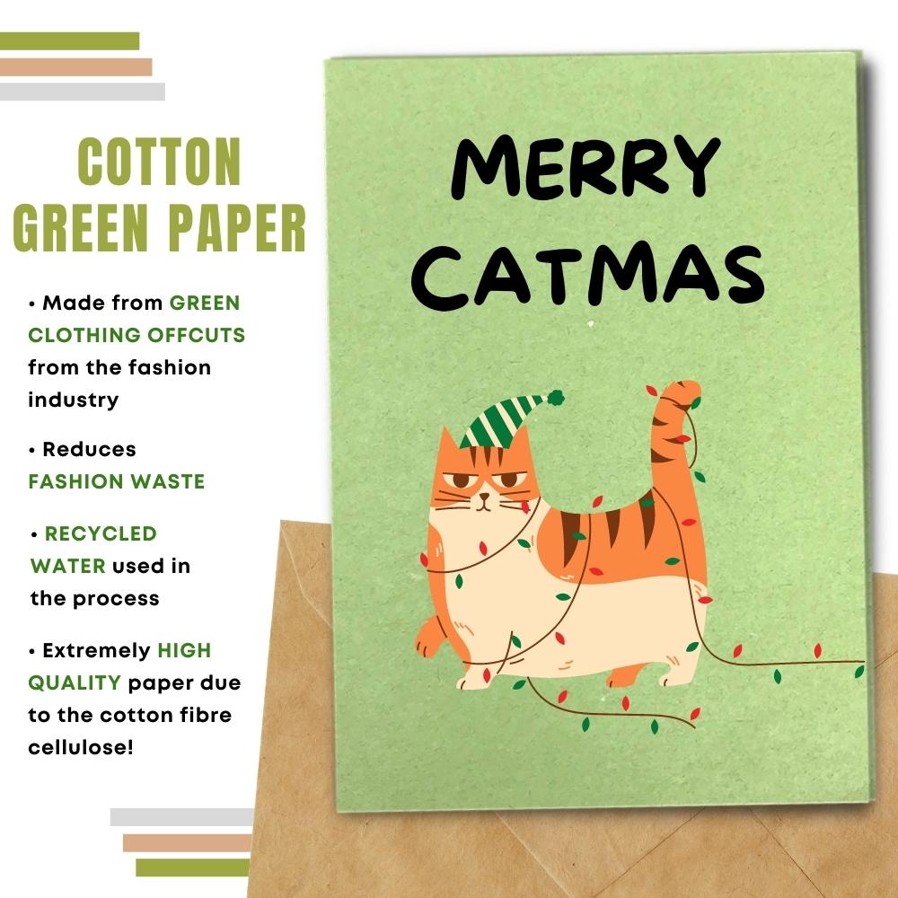 Christmas card made with cotton waste green