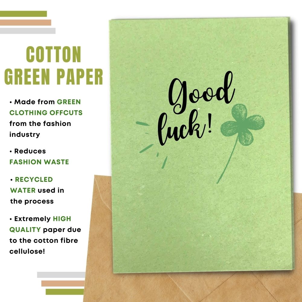 greeting card made with cotton waste green