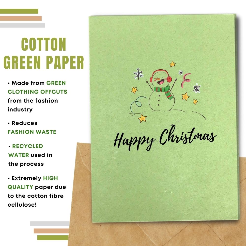 greeting card made with cotton waste green