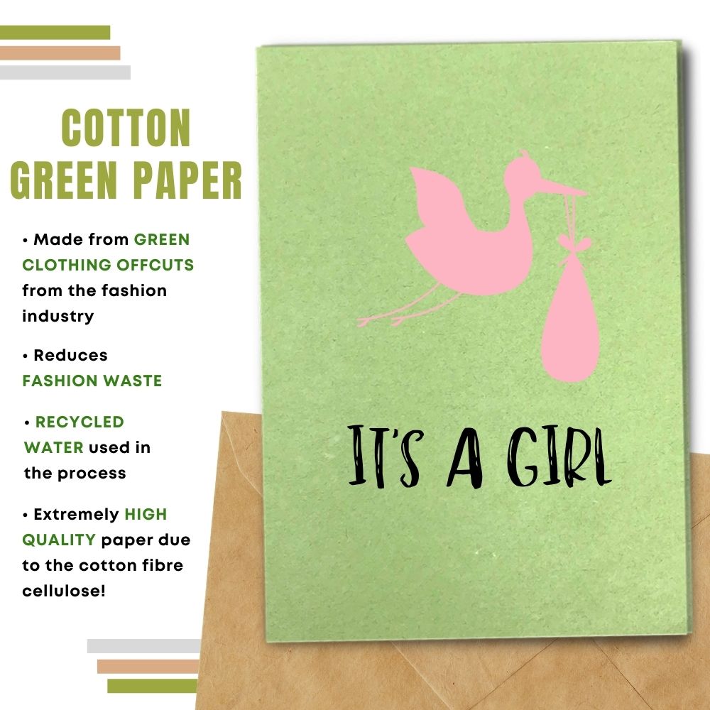 greeting card made with cotton waste green 