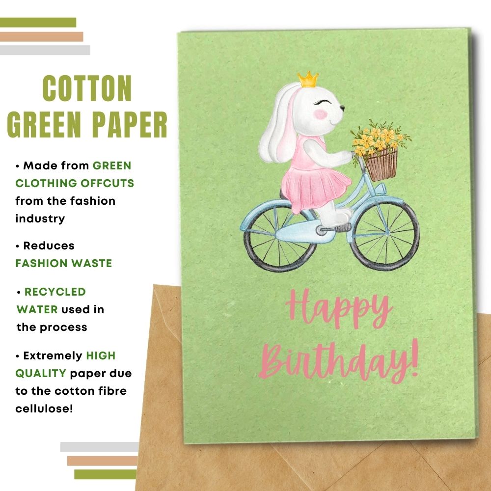 greeting card made with cotton waste green