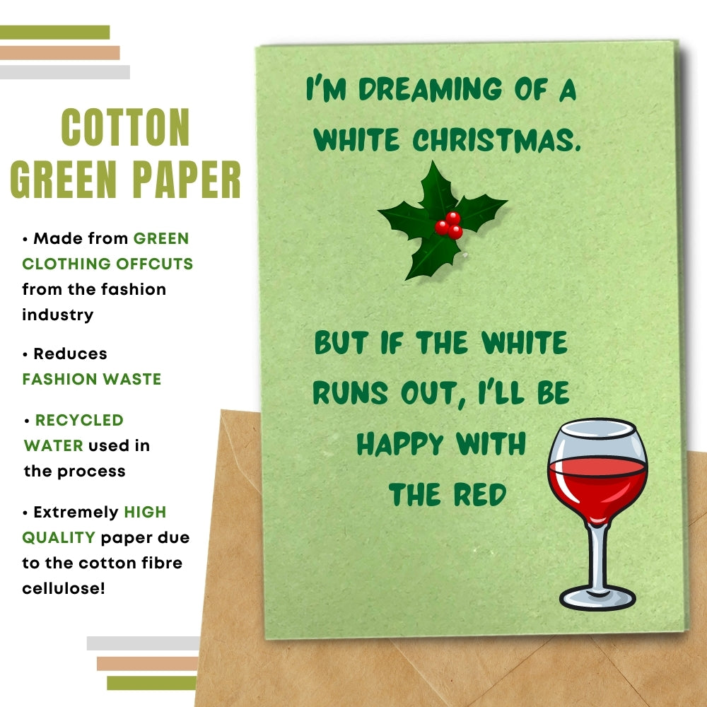 christmas card made with cotton waste green