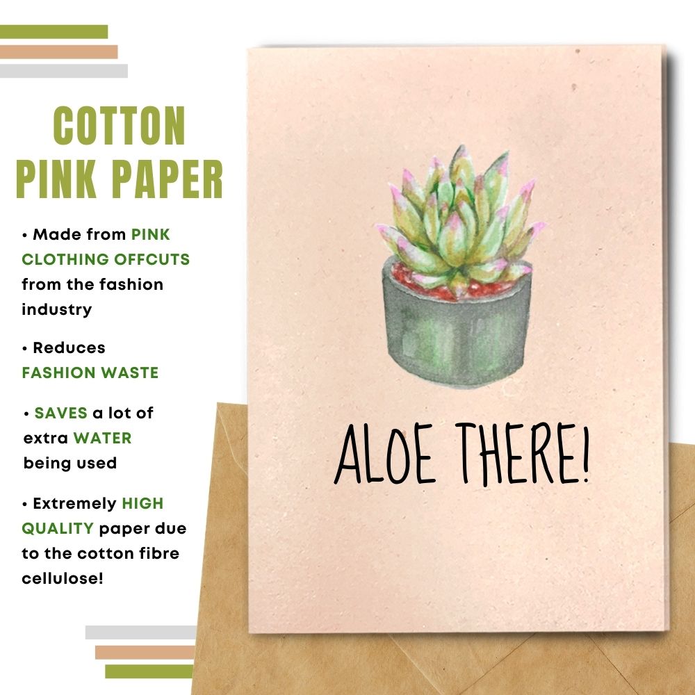 greeting card made with cotton waste pink