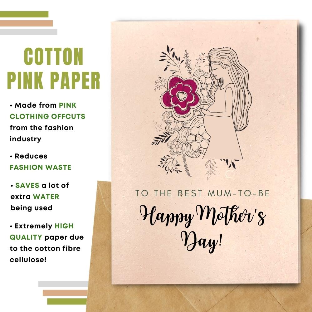  mother&#39;s day card made with cotton waste pink