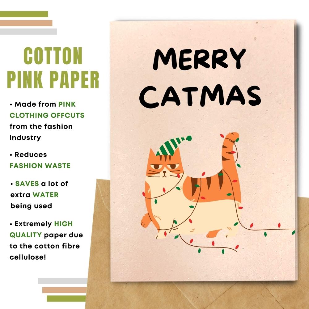 Christmas card made with cotton waste pink