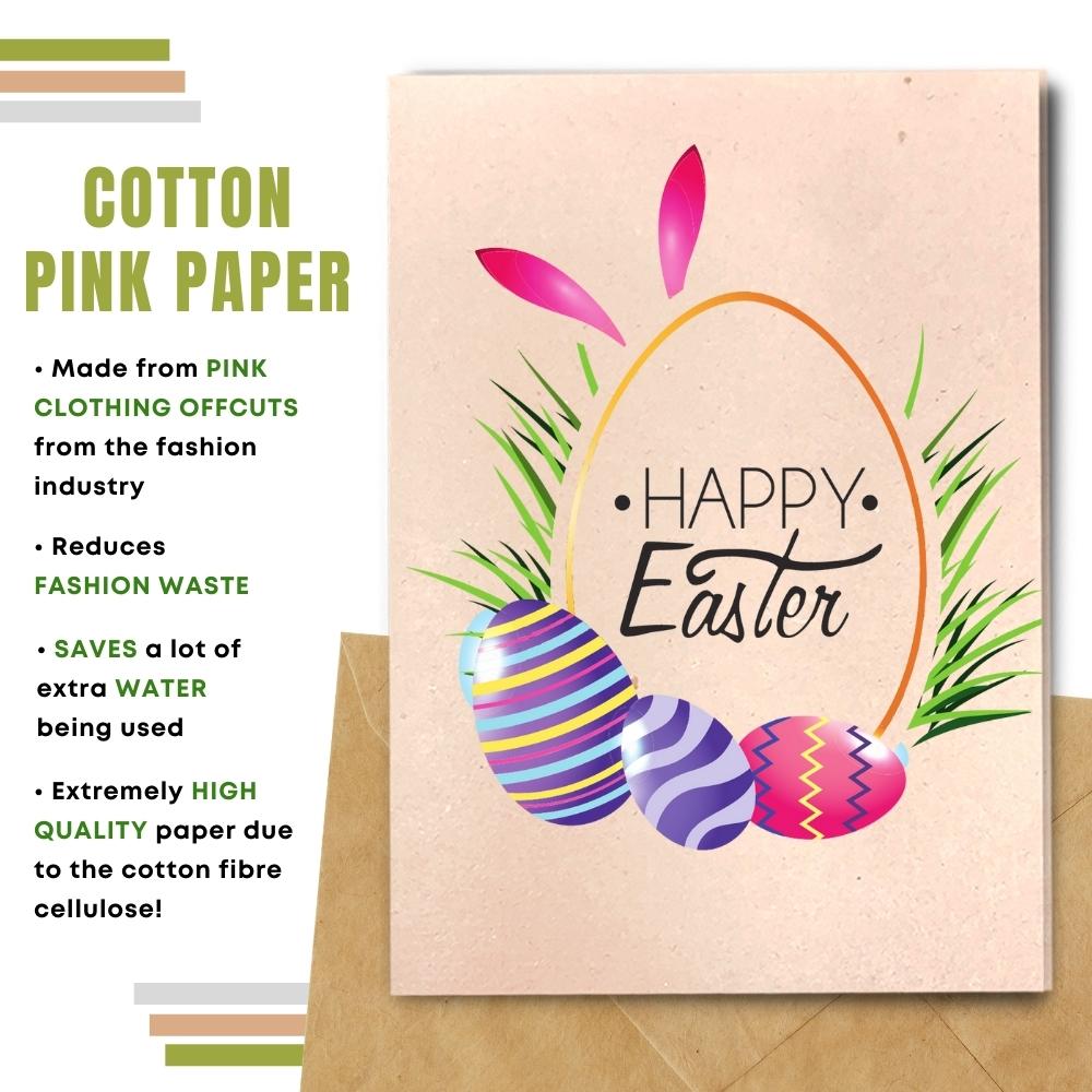 handmade easter card made with cotton waste pink