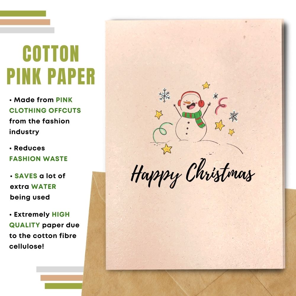 greeting card made with cotton waste pink