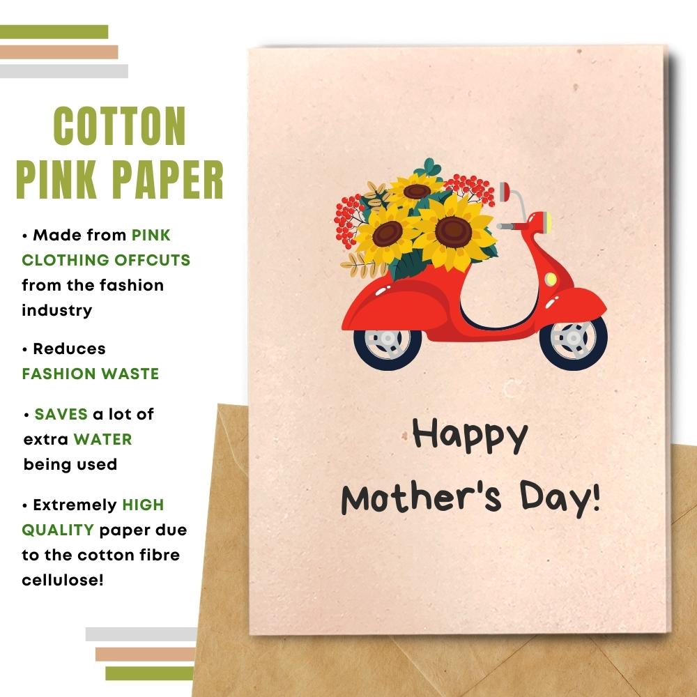 mother&#39;s day card made with cotton waste pink