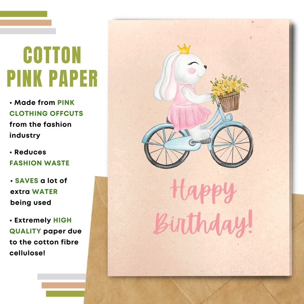 greeting card made with cotton waste pink