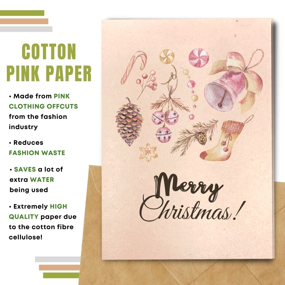 greeting card made with cotton waste pink