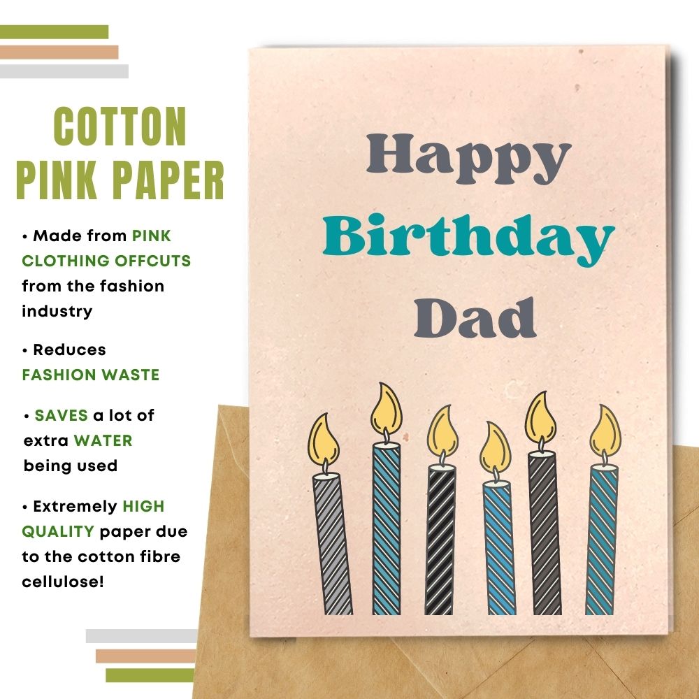 handmade birthday card made with cotton waste pink