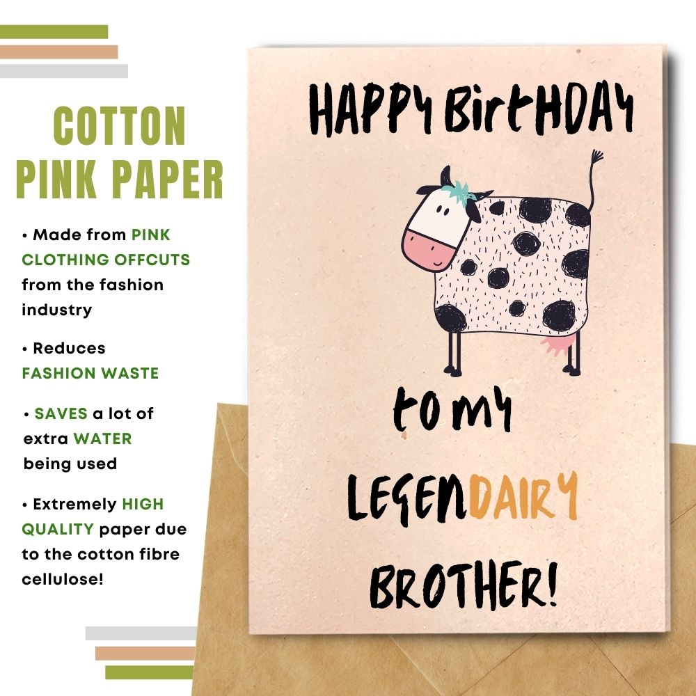 handmade birthday card made with cotton waste pink