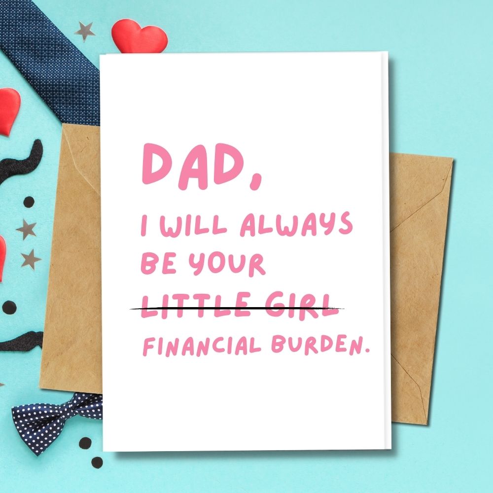 handmade father&#39;s day card with a cute funny design 