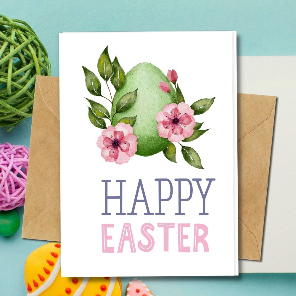handmade easter cards that are eco friendly with flowery and eggs design