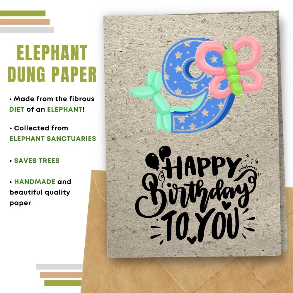 handmade birthday card made with elephant poo