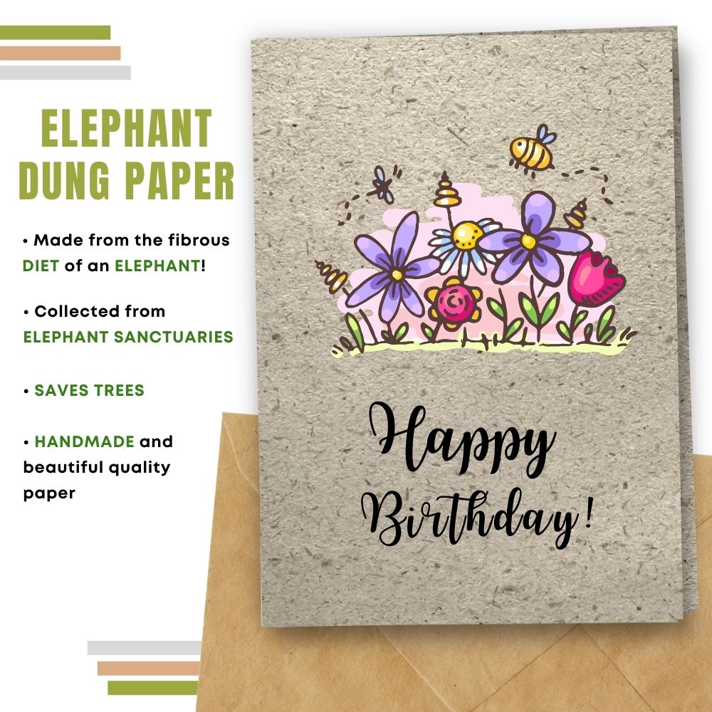 handmade birthday card made with elephant poo