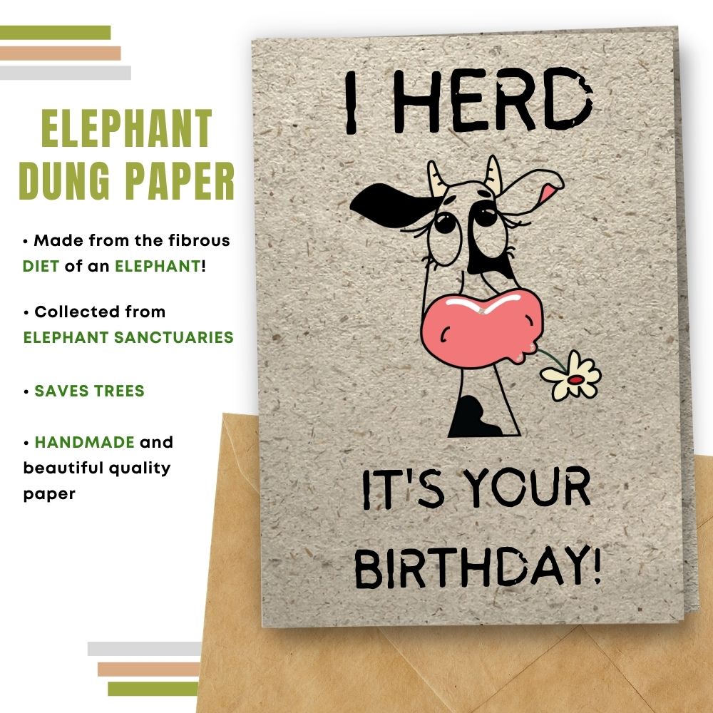 handmade birthday card made with elephant poo