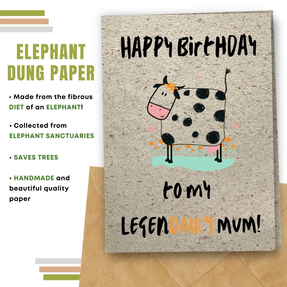 handmade birthday card made with elephant poo