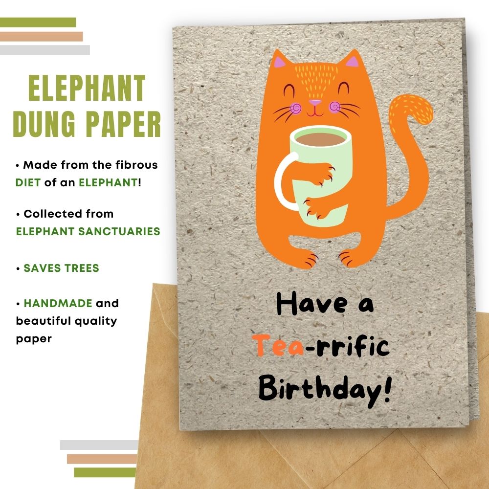 handmade birthday card made with elephant poo