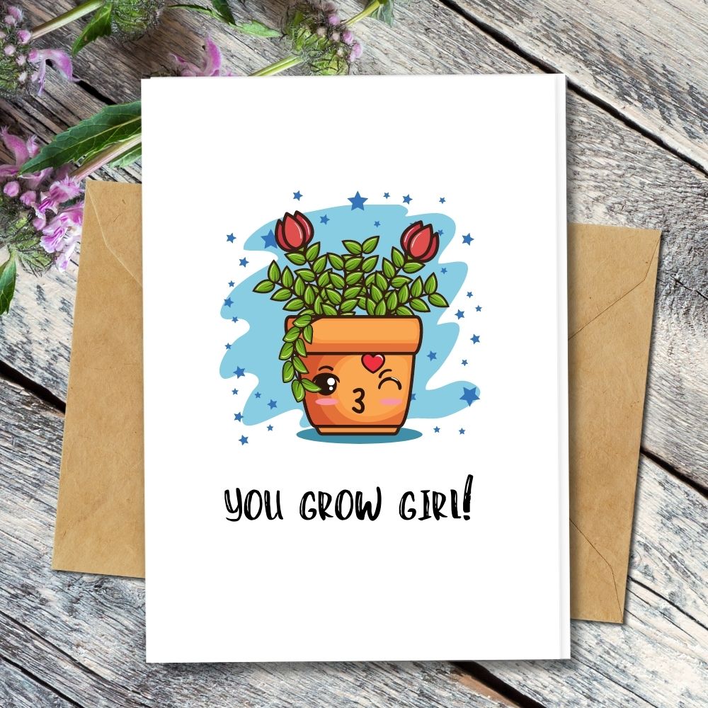 handmade cards, good luck cards, you grow girl eco friendly design, recycled paper