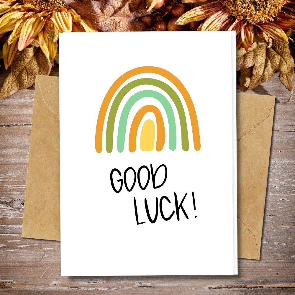 Eco friendly card, greeting card rainbow design, a good luck card made in different type of paper such as recycled paper, seeded paper, lemongrass paper
