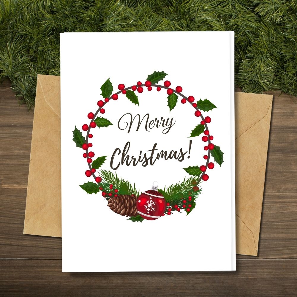 Handmade Christmas Cards, Christmas Wreath decor eco friendly cards