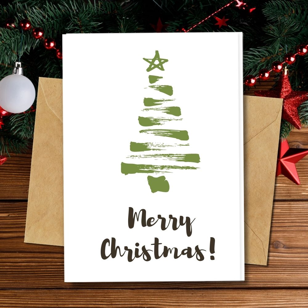 Eco friendly Merry Christmas card green Christmas tree