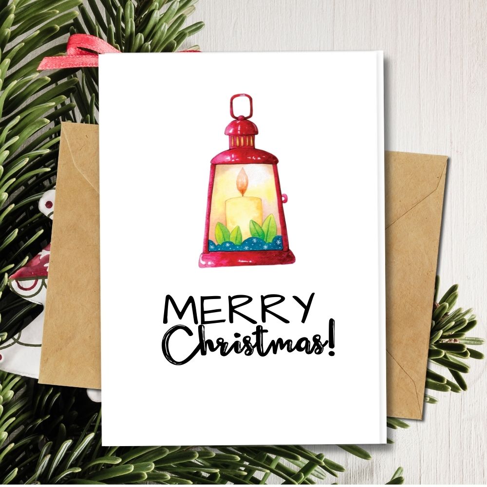 Handmade Christmas Cards in red lantern design, Eco friendly Cards