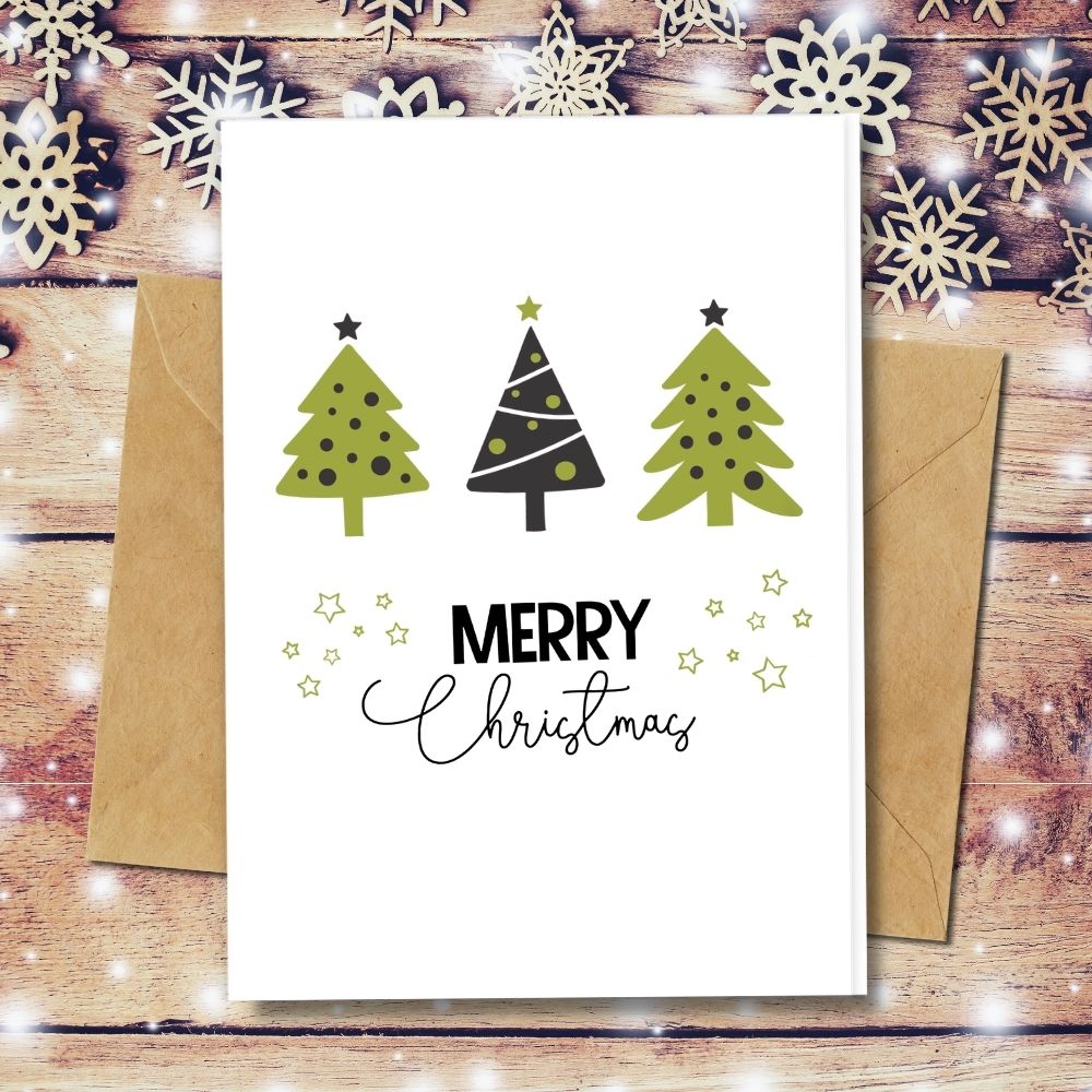 Handmade Christmas Cards, Eco friendly Christmas Trees Cards, Cute trees