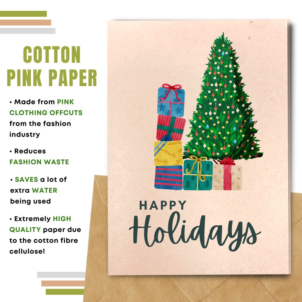 Christmas card made with cotton waste pink