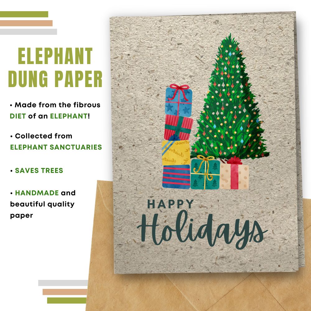 Christmas card made with elephant poo