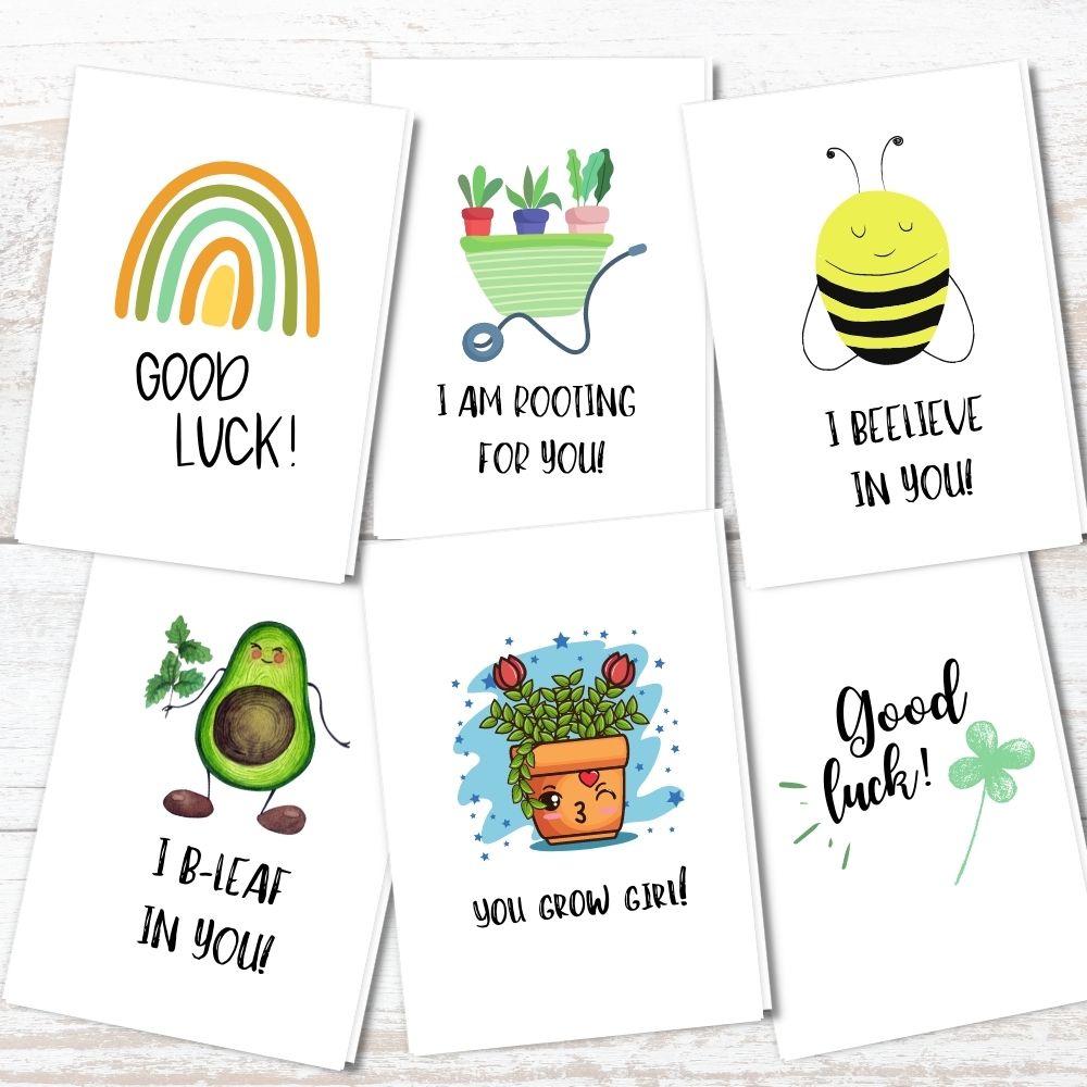 Handmade Good Luck Cards with a cute and colourful designs available in different paper types such as seeded paper, recycled paper and many more.