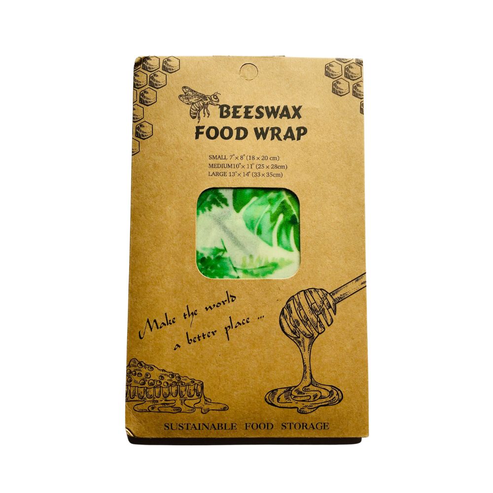 Eco Friendly Beeswax Food Wrap with Green Leaves design